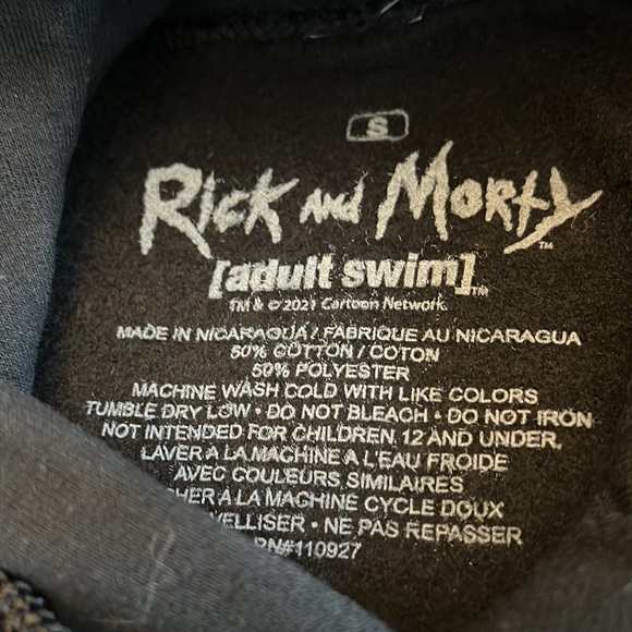 Rick and Morty Adult Swim Pull Over Hoodie Front Tunnel Pocket Size Small New - Picture 4 of 7
